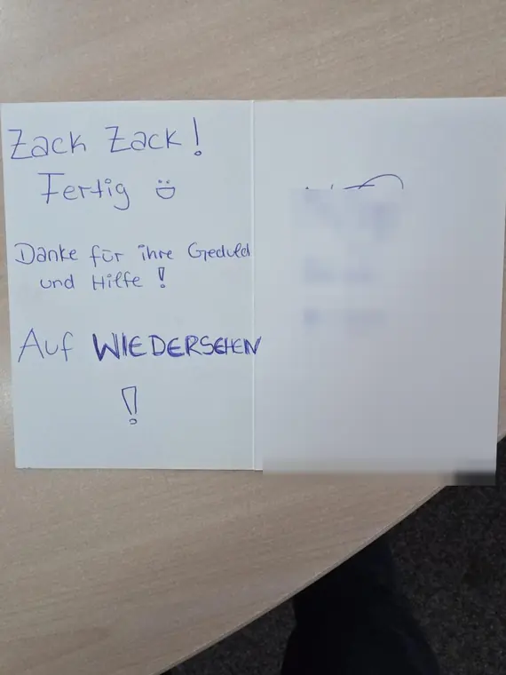 Eine kurze persönliche Abschiedsbotschaft.