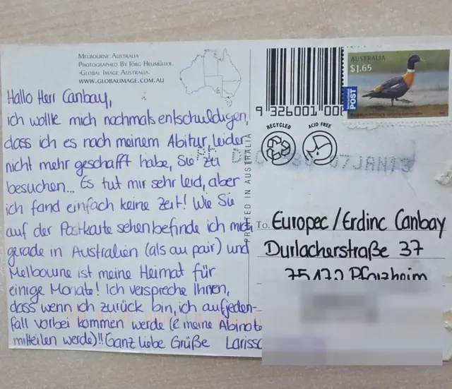 Eine ehemalige Schülerin meldet sich nach dem Abitur aus Melbourne.
